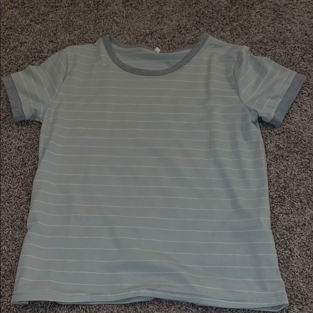Zaful mint, grey, and white striped t-shirt